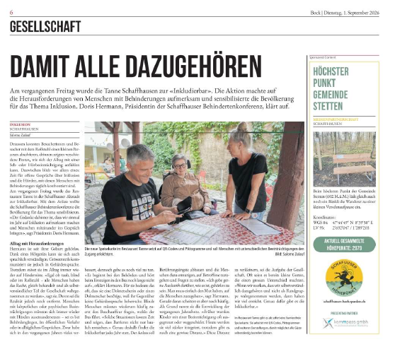 Ein Beitrag über die InkludierBar im Schaffhauser Bock