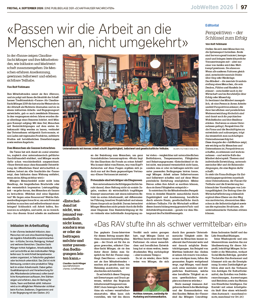 Beitrag über unsere Heroes in den Schaffhauser Nachrichten